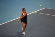 Fernandez plays a backhand volley in the Hong Kong Tennis Open - Source: Getty